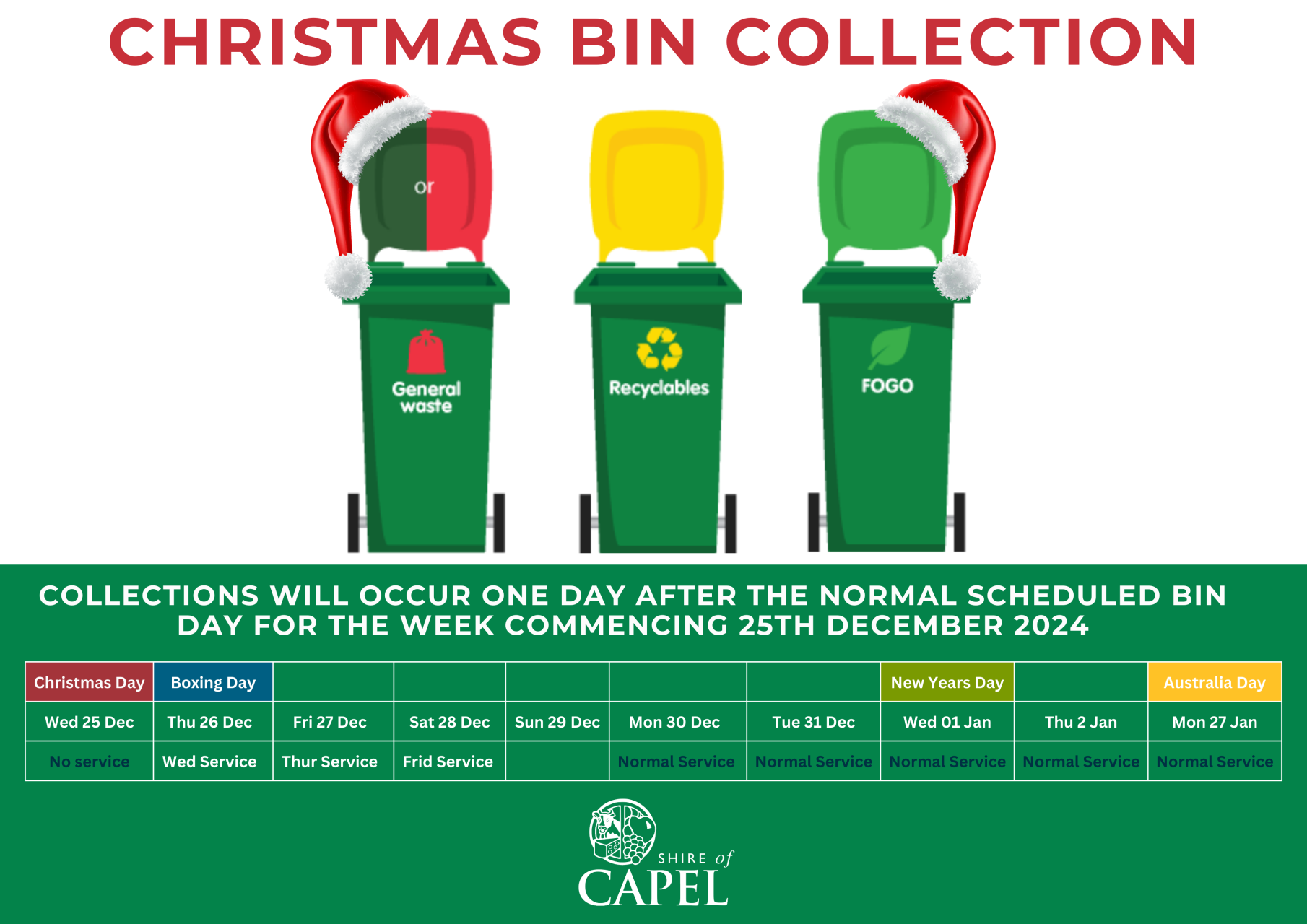 Christmas Bin Collections